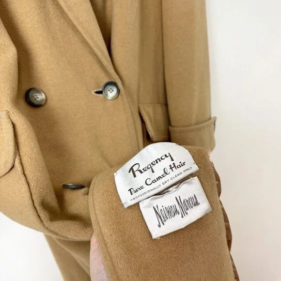 Vintage Camel Hair Coat Neimans Marcus Maxi Coat Tan Long 80s 90s Classic - Picture 12 of 14